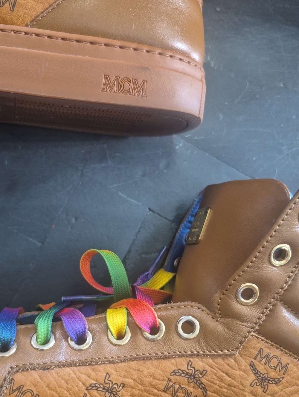 MCM Cognac Monogram Sneakers (L)9 (M)7 - Picture 9 of 11